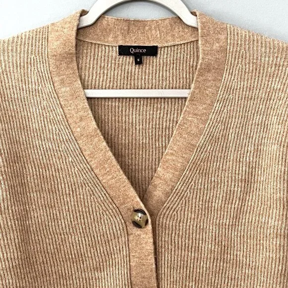 Quince Alpaca-Wool Cropped Cardigan (Camel) S - Picture 10 of 10